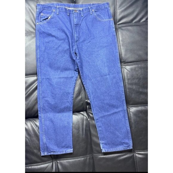 Wrangler Men's Straight Jeans Blue Denim Western Cowboy Cut Relaxed Fit 46x32 - Picture 1 of 16